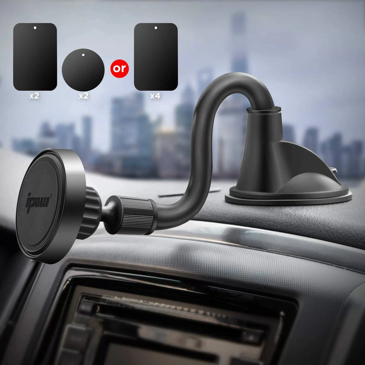 IPOW Long Arm 7.6" Magnetic, Black Magnetic Phone Mount [2]