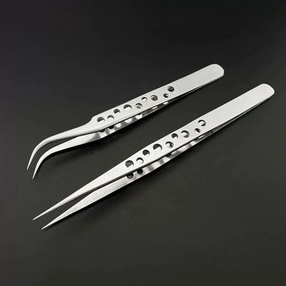 Industrial Tweezers Electronics Anti-static Curved Straight Tip Precision Stainless DIY Hand Tools Sets Forceps Phone Repair [2]