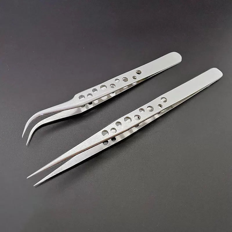 Industrial Tweezers Electronics Anti-static Curved Straight Tip Precision Stainless DIY Hand Tools Sets Forceps Phone Repair [3]