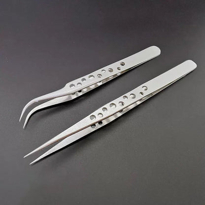 Industrial Tweezers Electronics Anti-static Curved Straight Tip Precision Stainless DIY Hand Tools Sets Forceps Phone Repair [3]
