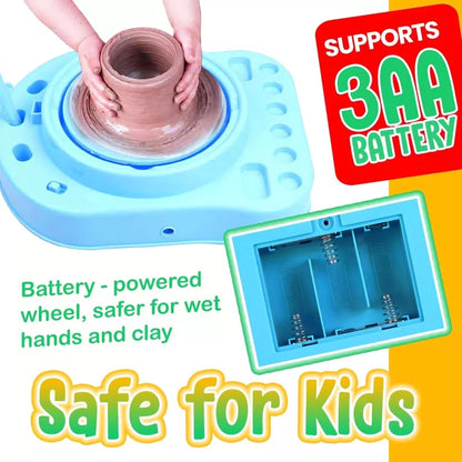 Insnug Mini Kids Pottery Wheel: Complete Painting Kit for Small, Blue [7]