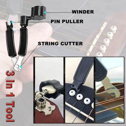 JINWEE Acoustic Guitar Accessories Kit,Guitar Tool Changing Kit 40 Pcs, black [6]