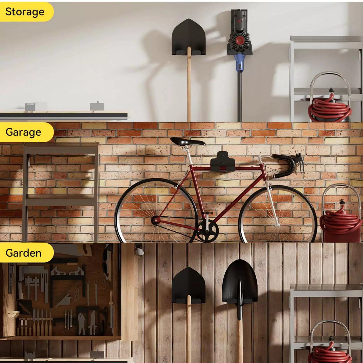 JNIHEEP Garage Organizer Trimmer Rack, Garden Power 1 Bracket, Black 1 Pack [6]