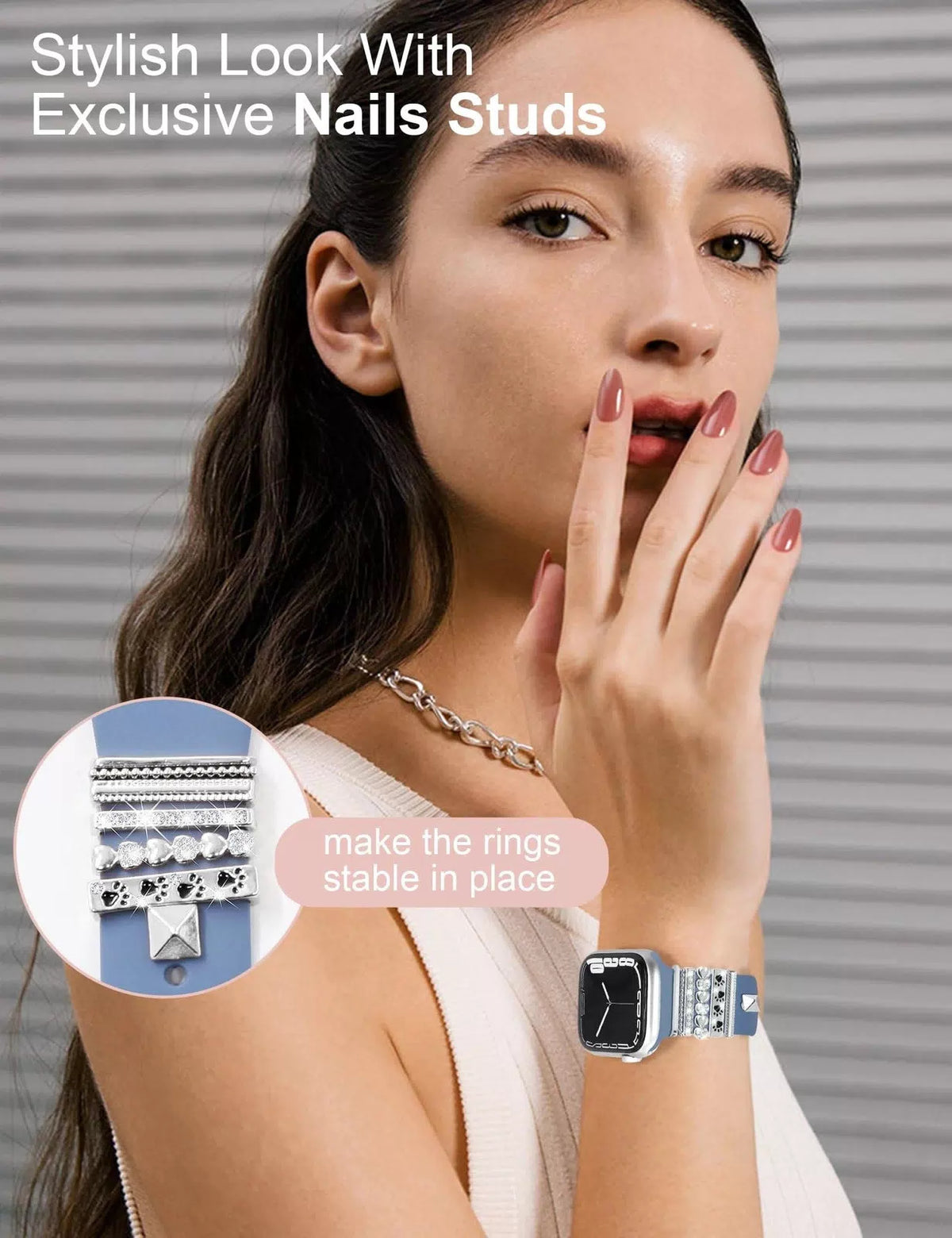 JR.DM 13 Pieces Sliver Watch Band Charms with 10-Pcs 42mm x 3mm, A-Silver [5]