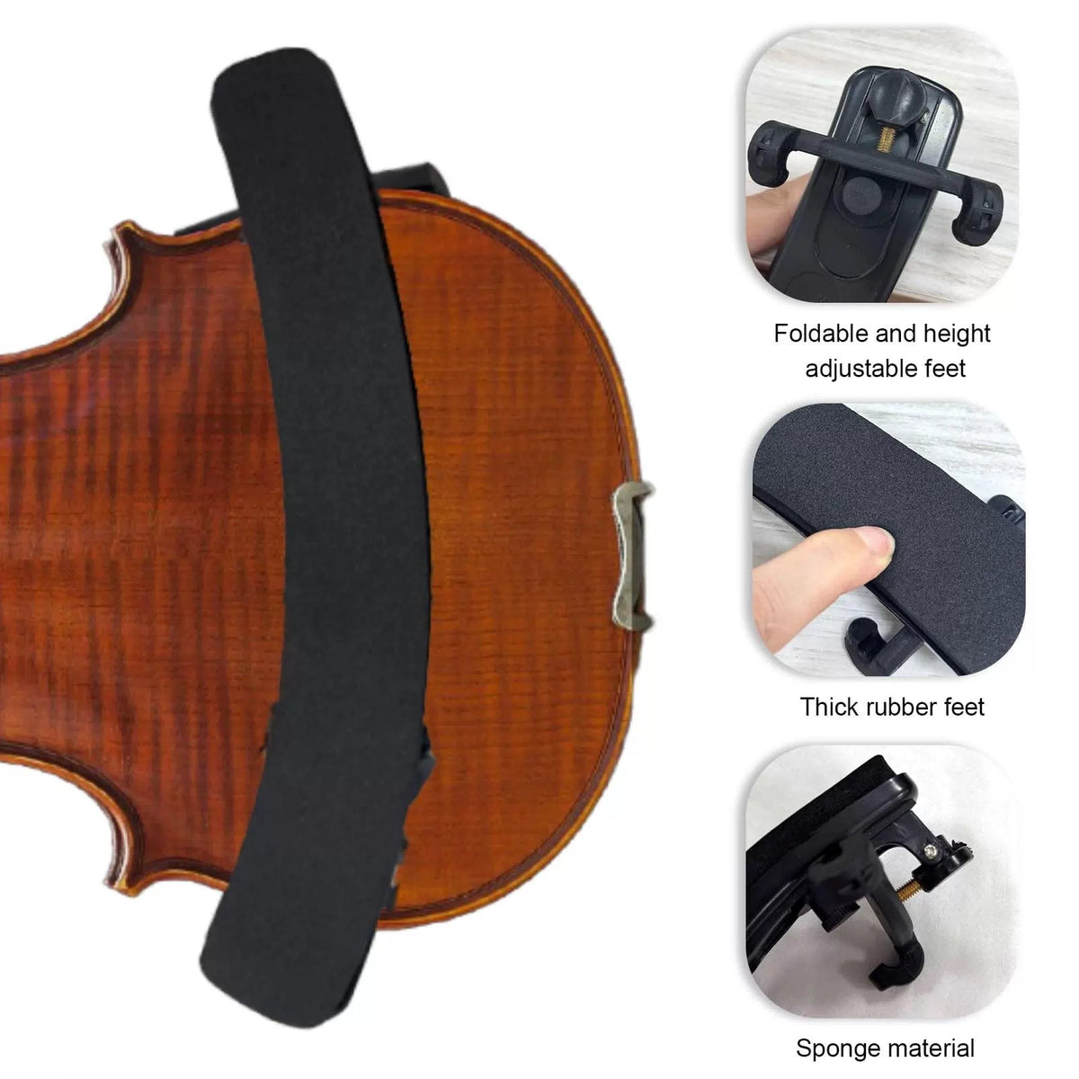 JUNYVIO Violin Shoulder Rest for 1/2 Size, Collapsible and Height Classic [2]