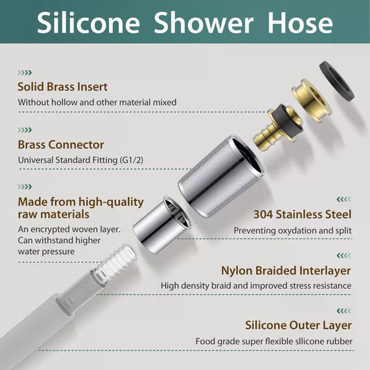 Jasya 59 Inches Silver Silicone Shower Head Hose Replacement 59 In, [2]