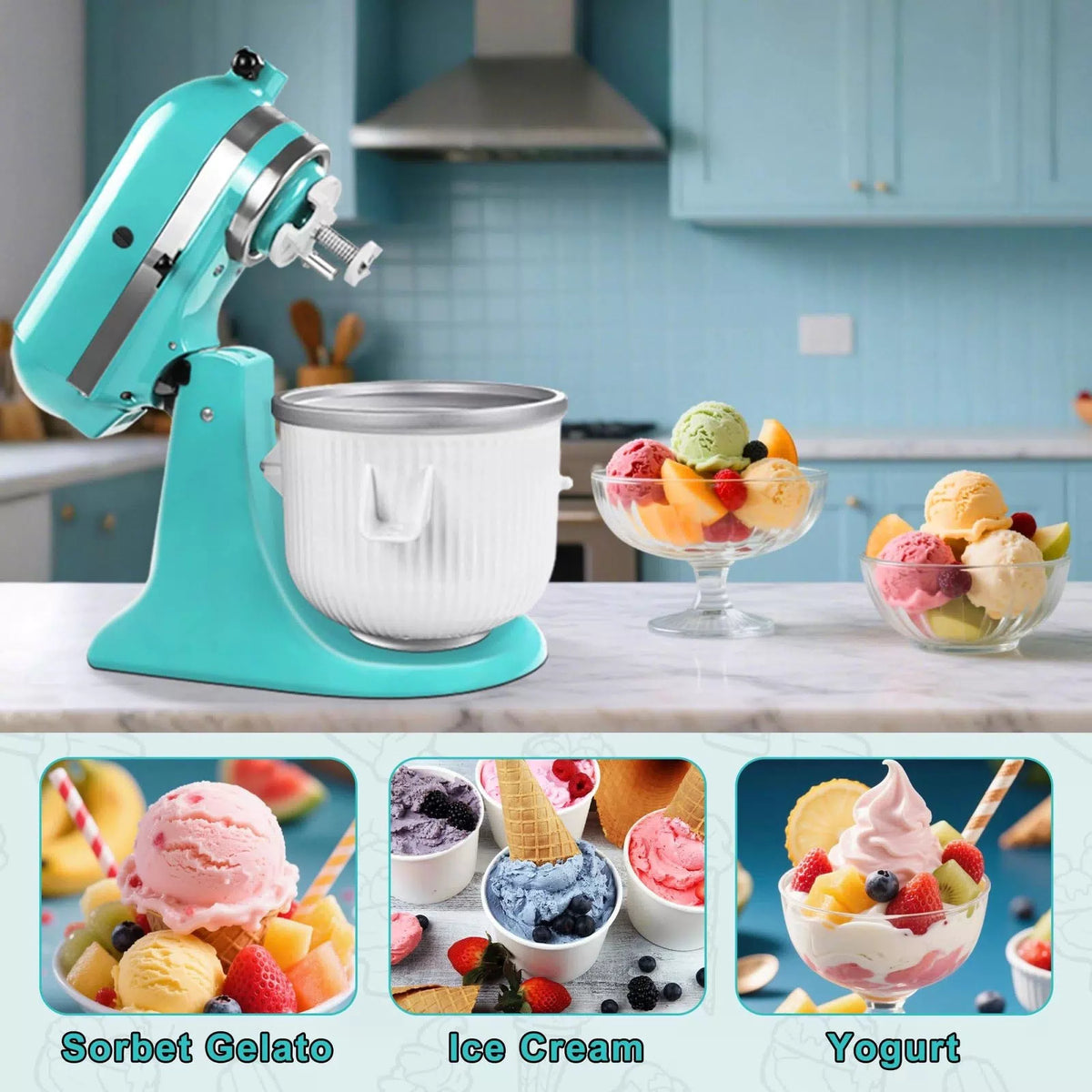 KITOART Ice Cream Maker Parts for KitchenAid Stand Mixer - standard, white [6]