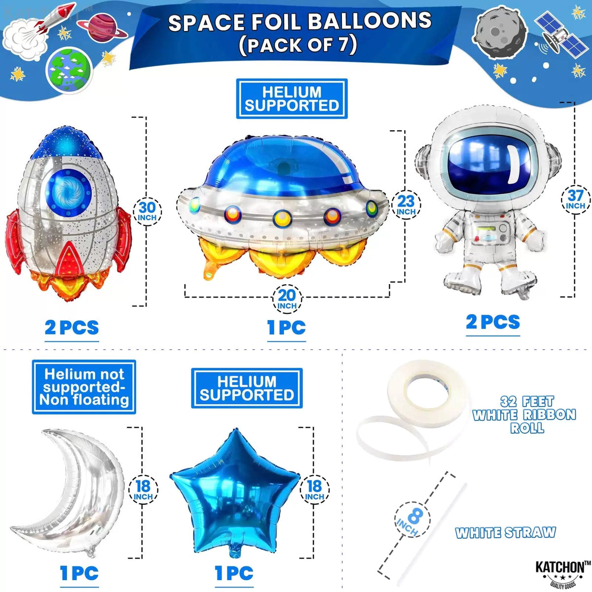 Katchon, Huge Space Birthday 37 inches, 30 18 Blue [2]
