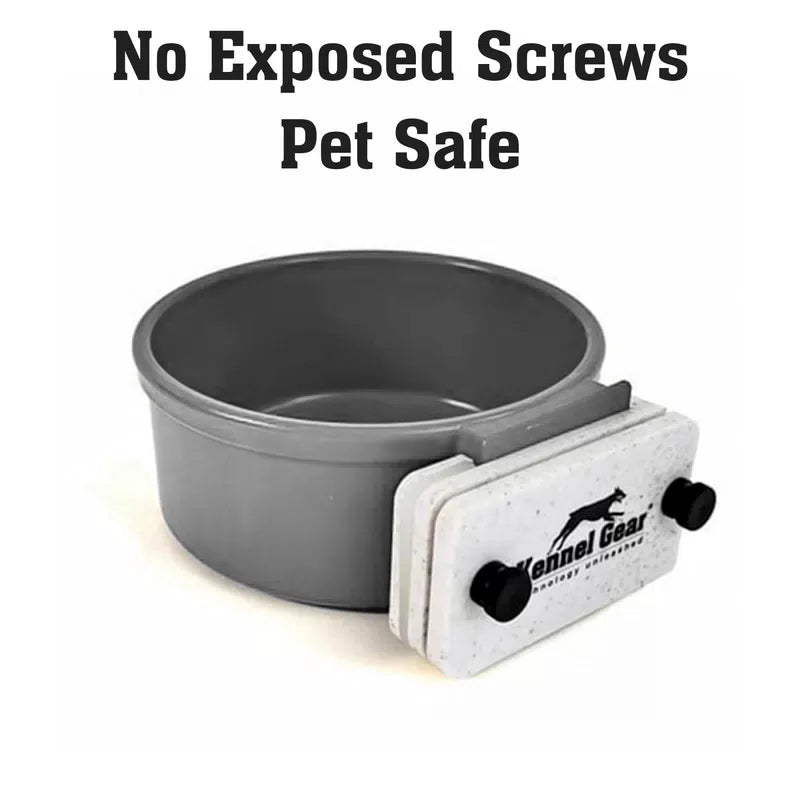 Kennel-Gear Dog Crate Water Bowl No Spill, 20oz Food-Grade Polypropylene Grey [5]