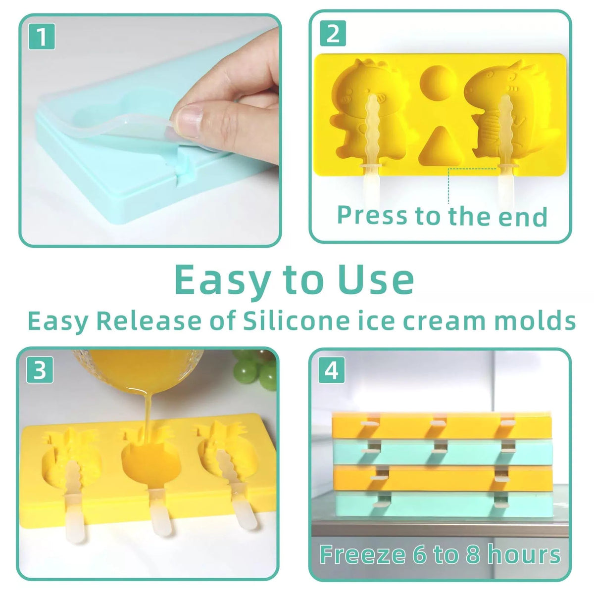Kids Cartoon Popsicle Molds - 4 standard, Mouse + Dairy cow + Frog + Feet [3]