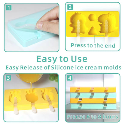 Kids Cartoon Popsicle Molds - 4 standard, Mouse + Dairy cow + Frog + Feet [3]