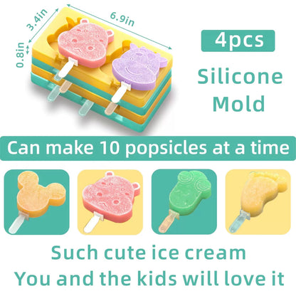 Kids Cartoon Popsicle Molds - 4 standard, Mouse + Dairy cow + Frog + Feet [5]