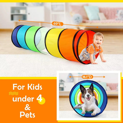 Kids Play Tunnel Tent for Toddlers, 18.1D x 69L inches, Rainbow [2]