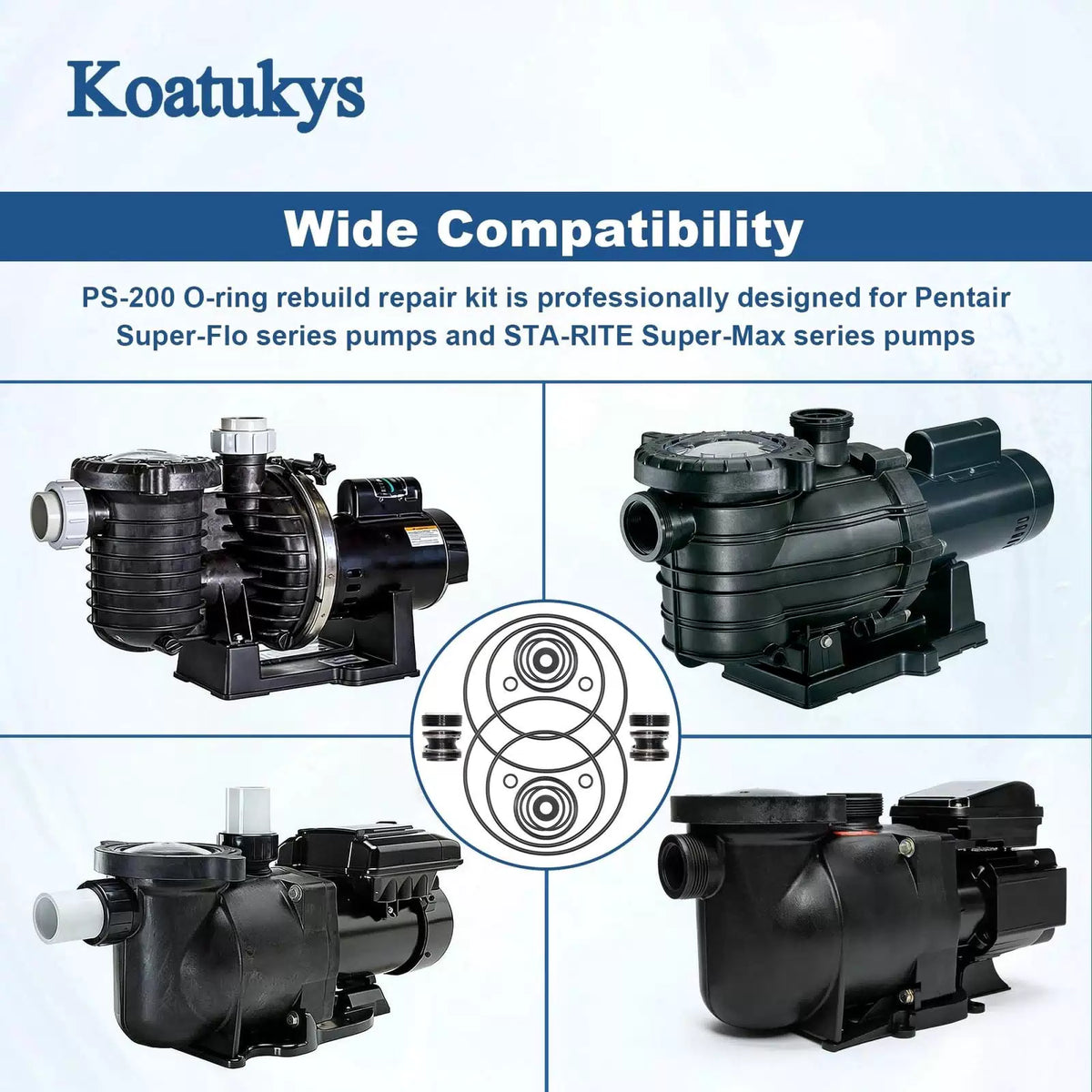 Koatukys O-Ring Rebuild Kit Replaces for Pentair SuperFlo 111(2), Black [2]