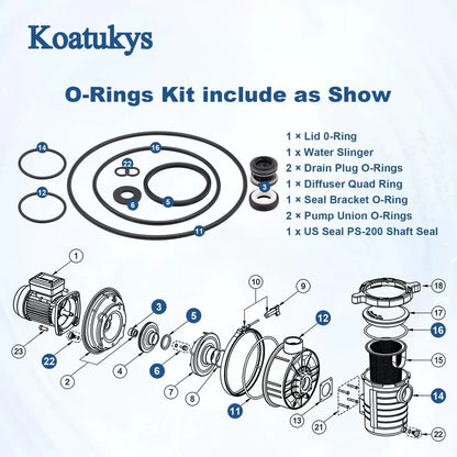 Koatukys O-Ring Rebuild Kit Replaces for Pentair SuperFlo 111(2), Black [3]