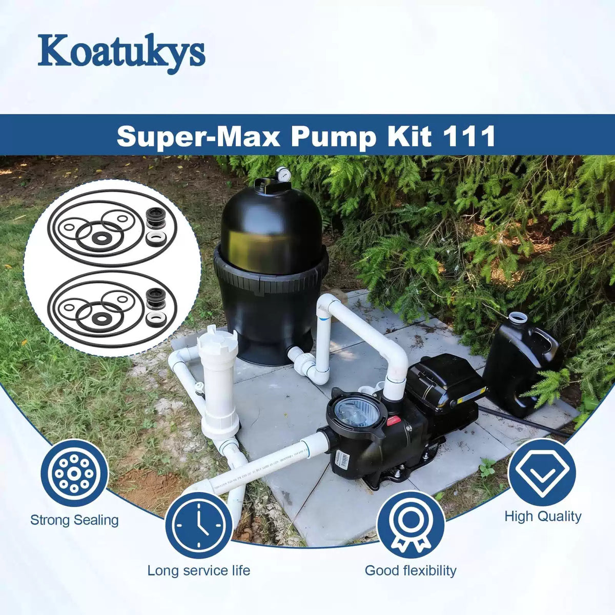 Koatukys O-Ring Rebuild Kit Replaces for Pentair SuperFlo 111(2), Black [6]