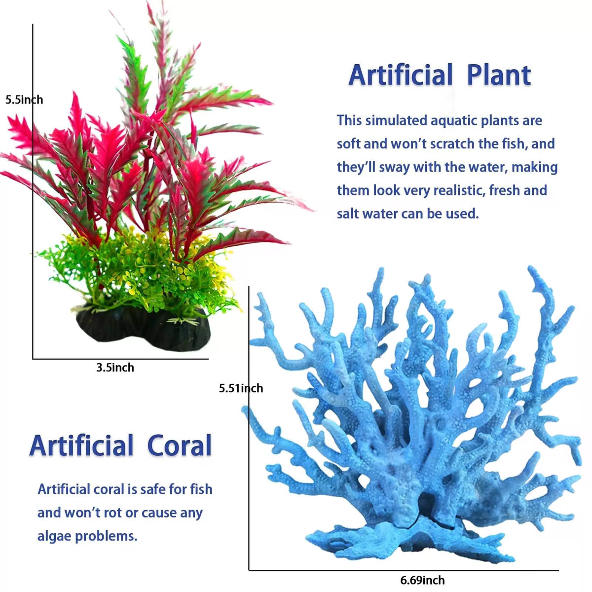 Kooterfun Mermaid's Castle Fish Tank Decorations-28pack Include Pink [4]