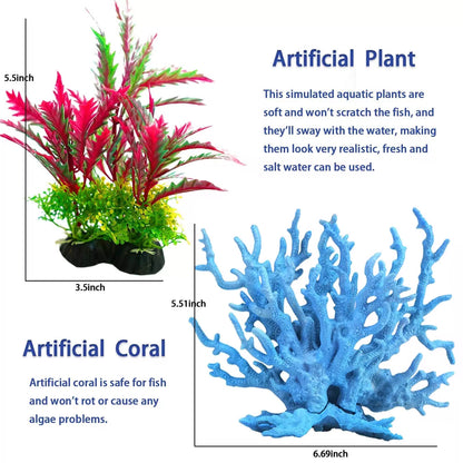 Kooterfun Mermaid's Castle Fish Tank Decorations-28pack Include Pink [4]