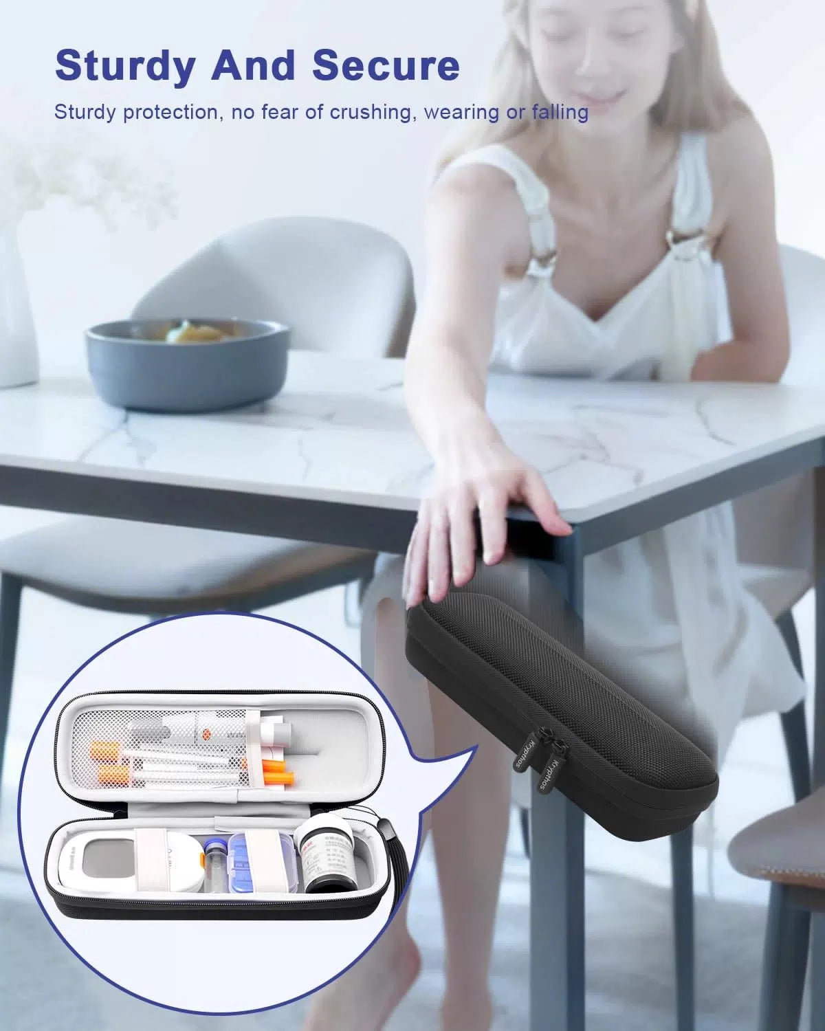 Krypthos Diabetes Supply Case, Hard Travel Carrying Case for Blood Black [5]