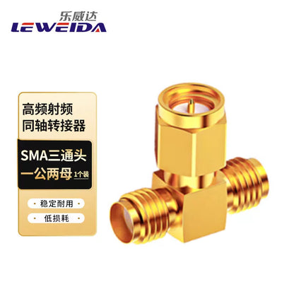 LEWEIDA High Frequency RF Coaxial Adapter 50 Ohm SMA T-Connector, Male/Female Converter, 1 Piece (LWD-SMA-KJK) [1]