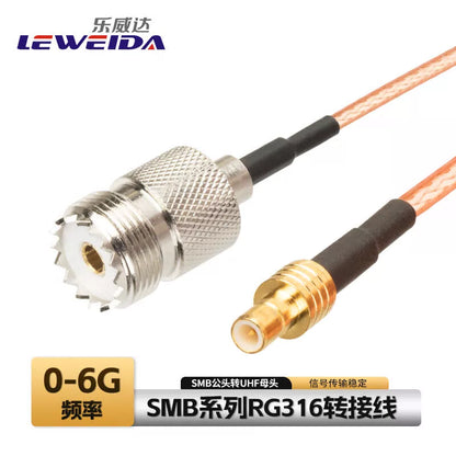 LEWEIDA SMB RF Antenna Coaxial Adapter Cable RG316 Silver-plated Wire, SMB Male to UHF Female, 8 meters, LWD-SMB-UHF-GM8 [1]