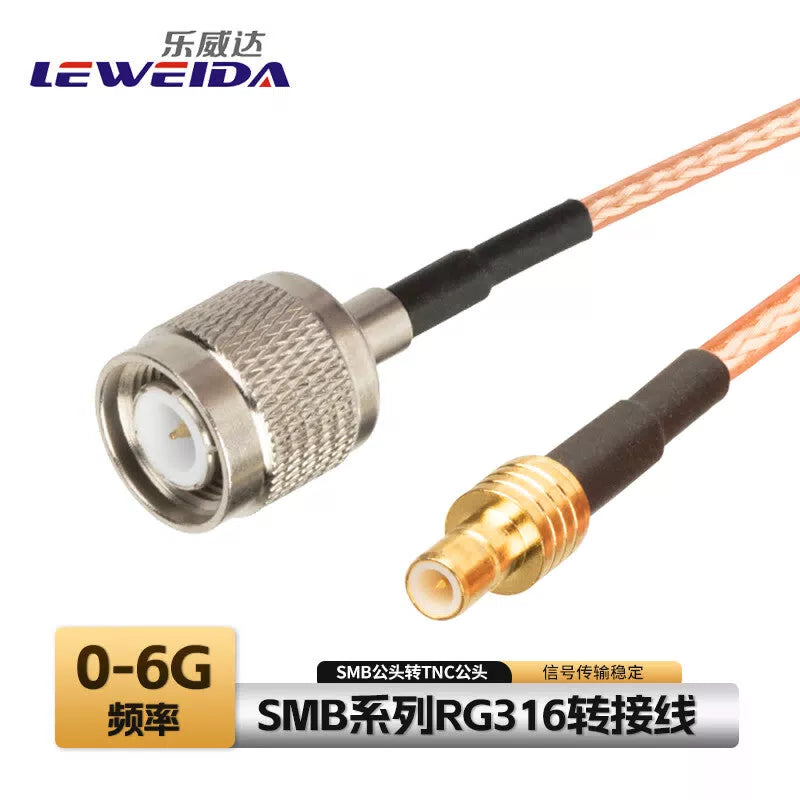 LEWEIDA SMB RF Connector Antenna Coaxial Adapter Cable RG316 Silver-Plated Wire, SMB Male to TNC Male, 1 Meter, LWD-SMB-TNC-GG1 [1]