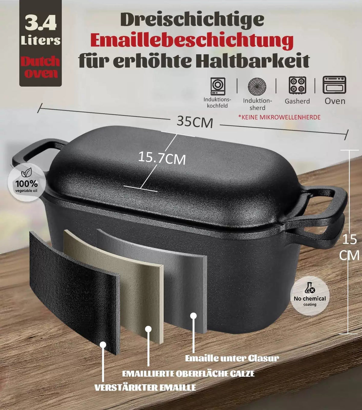 LINMAGCO Dutch Oven for Bread Baking & Sourdough Starter Black [3]