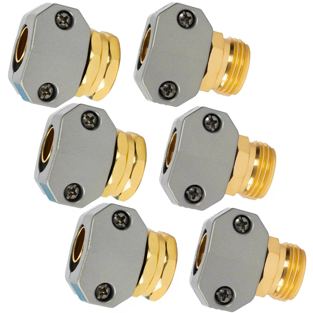 LIULO TOOL Garden Hose Repair Kit, 3 Sets Aluminum Alloy 3 Sets, Silver, Gold [1]