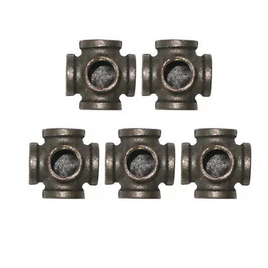 LONG TAO 1/2" Pipe Fitting Industrial Steel Gray Outlet Cross Female 5, black [1]