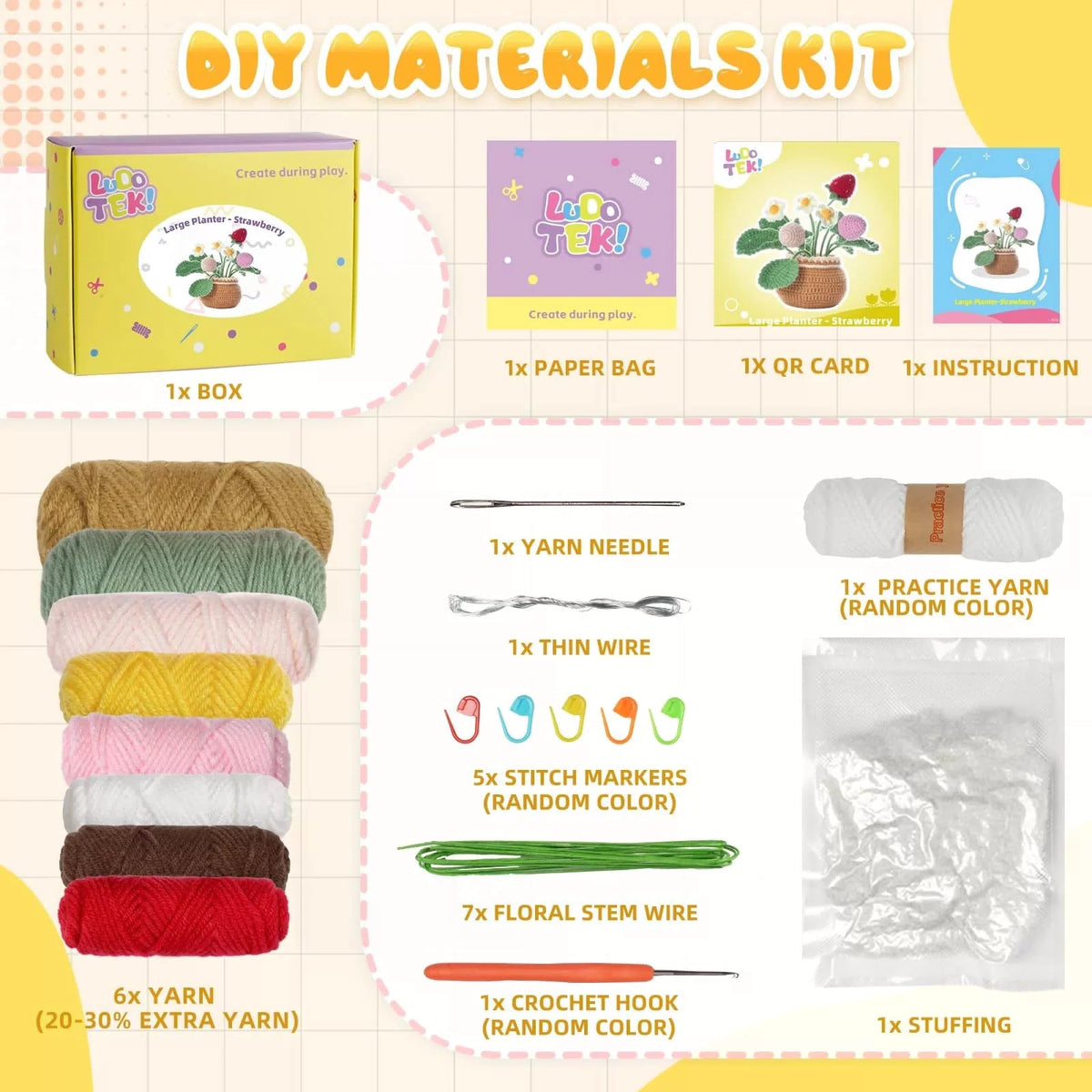 LUDOTEK Crochet Kit for Beginners, Strawberry Beginner [3]