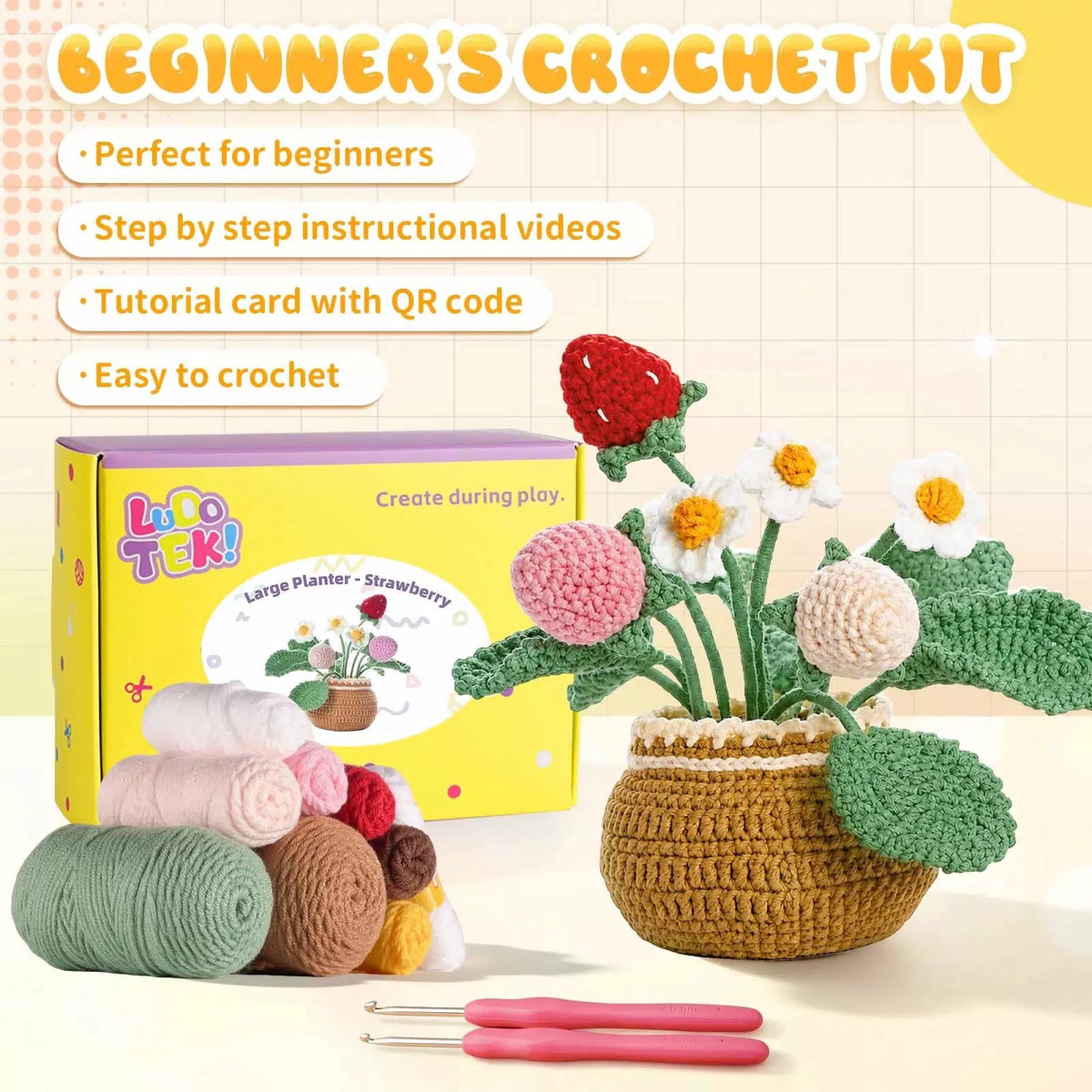 LUDOTEK Crochet Kit for Beginners, Strawberry Beginner [4]