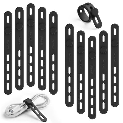 Lamicall 10Pack Reusable Cord Organizer Cable Ties - 10Pack, Classic Black [1]