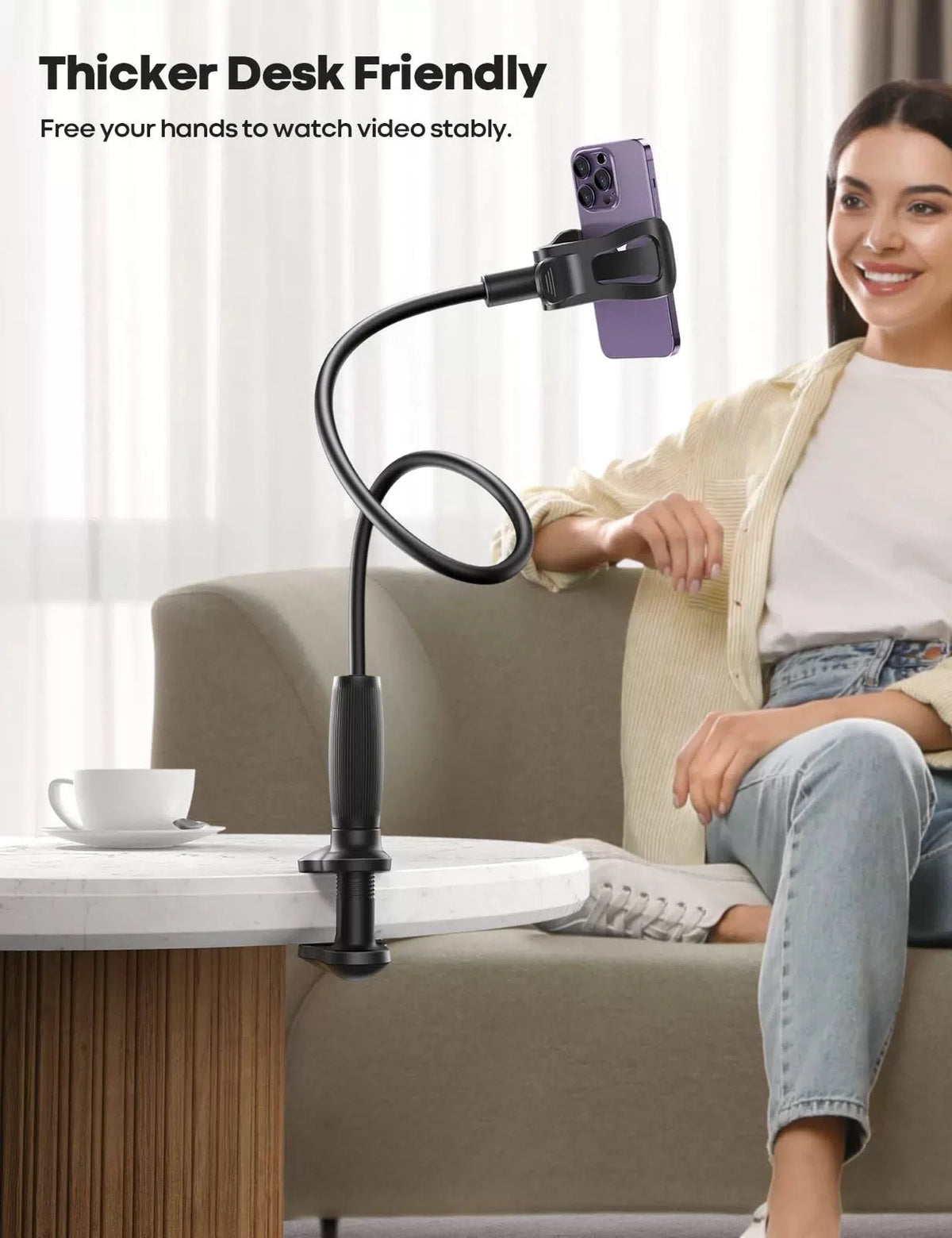 Lamicall Gooseneck Phone Holder for Bed - [Upgraded Stable Clip] black [2]