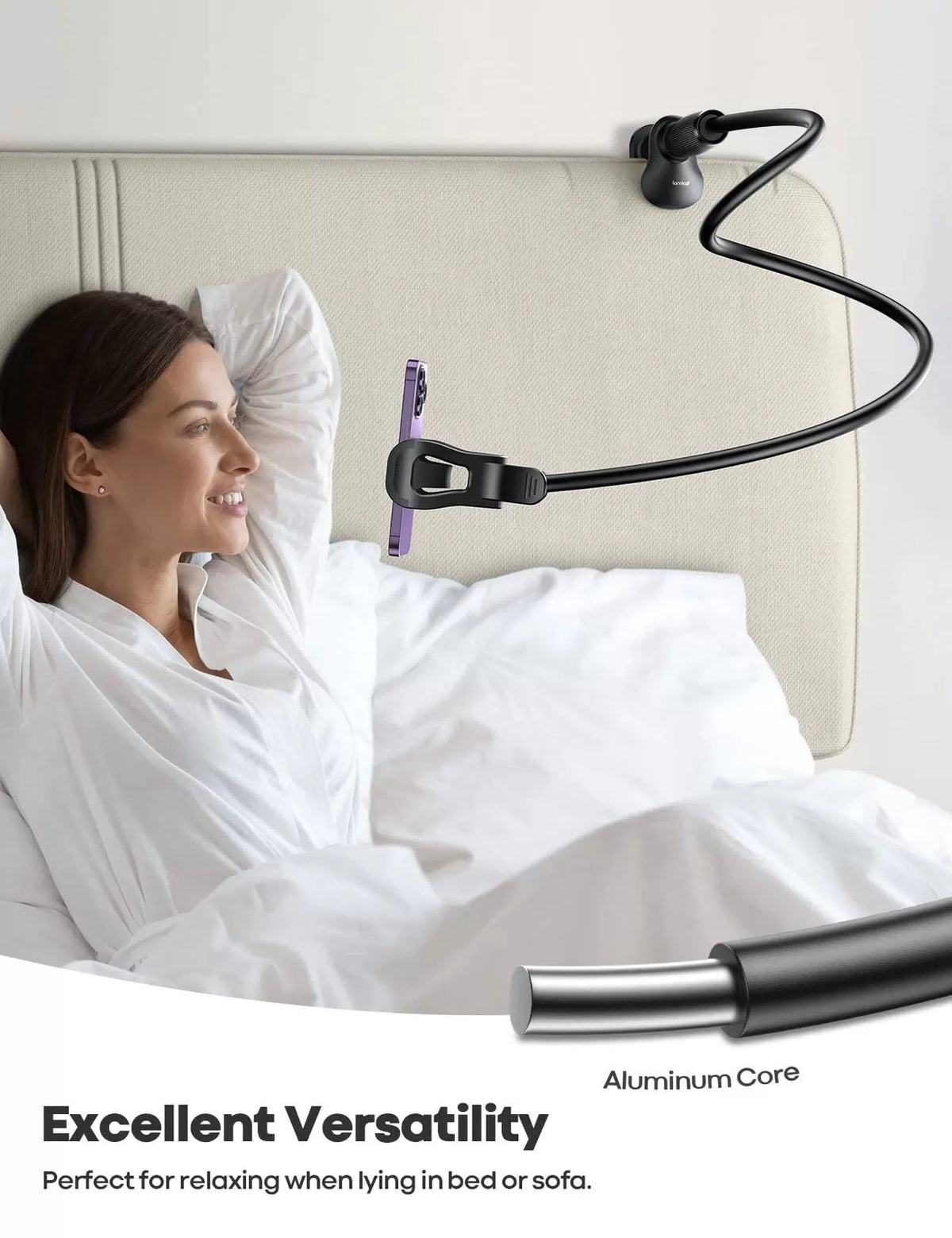 Lamicall Gooseneck Phone Holder for Bed - [Upgraded Stable Clip] black [4]
