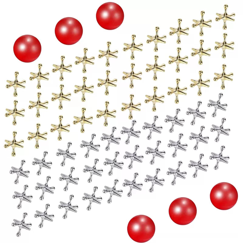 Legigo Retro Metal Jacks Game Set- 60 PCS Jax with 6 Red Medium, 6 Set [1]