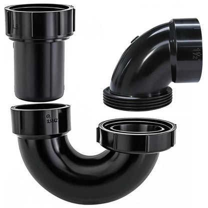 Lesso ABS Adjustable P Trap1 1/2 Inch for RV Drain Bathroom 1-1/2 Inch, Black [1]