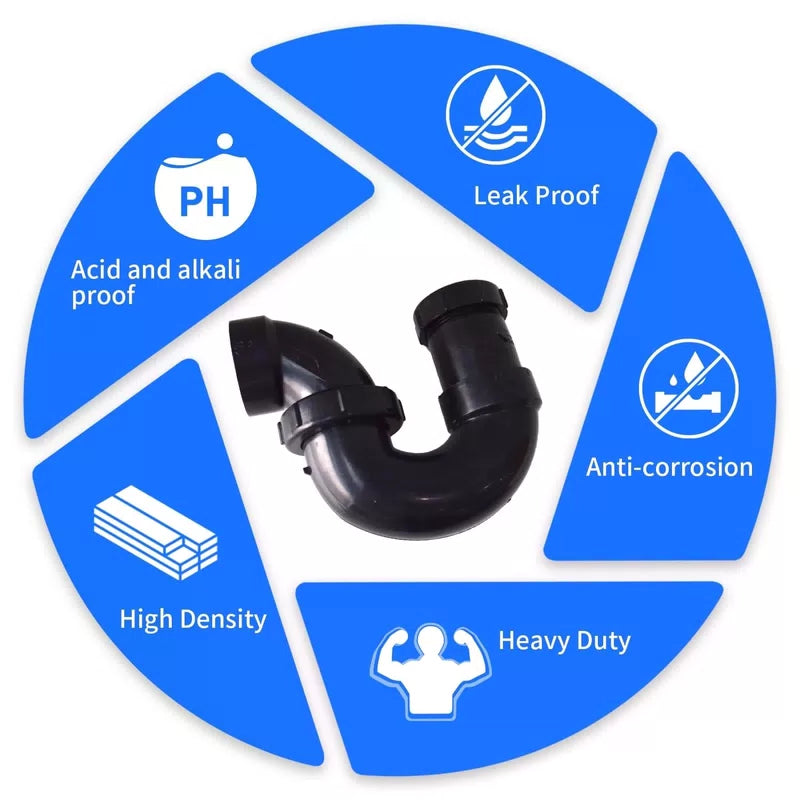 Lesso ABS Adjustable P Trap1 1/2 Inch for RV Drain Bathroom 1-1/2 Inch, Black [2]