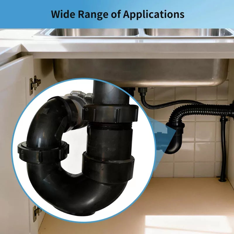 Lesso ABS Adjustable P Trap1 1/2 Inch for RV Drain Bathroom 1-1/2 Inch, Black [4]