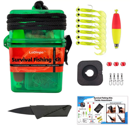 LoDinpo Mini Survival Fishing Kit, Pocket Emergency pocket, Forest Green [1]