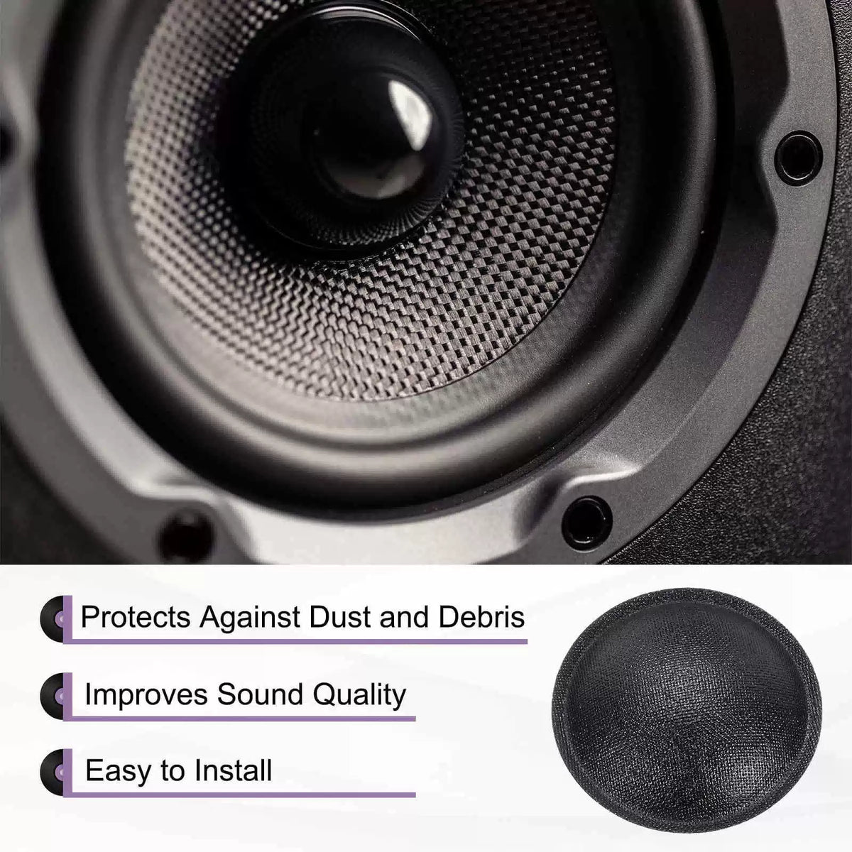 MECCANIXITY 8 Pcs Speaker Dust Cap 65mm/2.5" Outer Diameter 65 mm, Black [5]