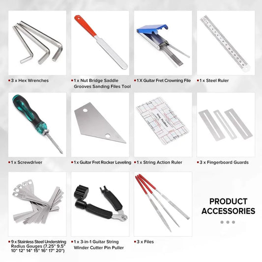 MIFOGE 25Pcs Guitar Repairing Tools Kit Setup with Carry Bag 7.9", [1]