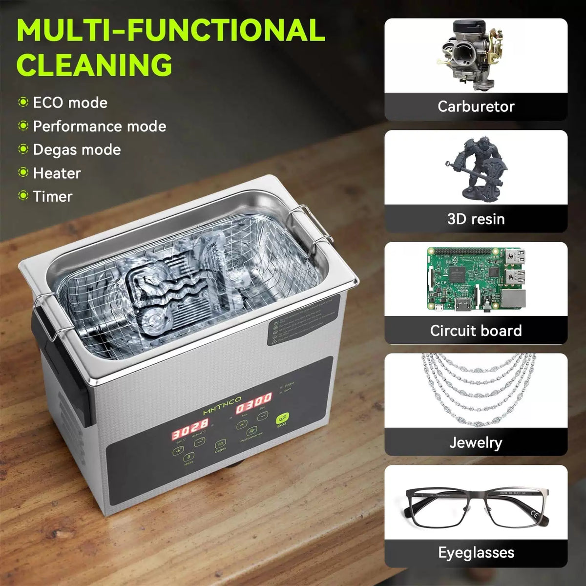 MNTNCO 3L Commercial Ultrasonic Cleaner, ECO Mode, Heating, Degas [6]