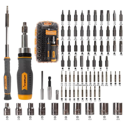 MULWARK Screwdriver Bit Set & Socket Kit, 77-Pieces Ratcheting Orange [3]