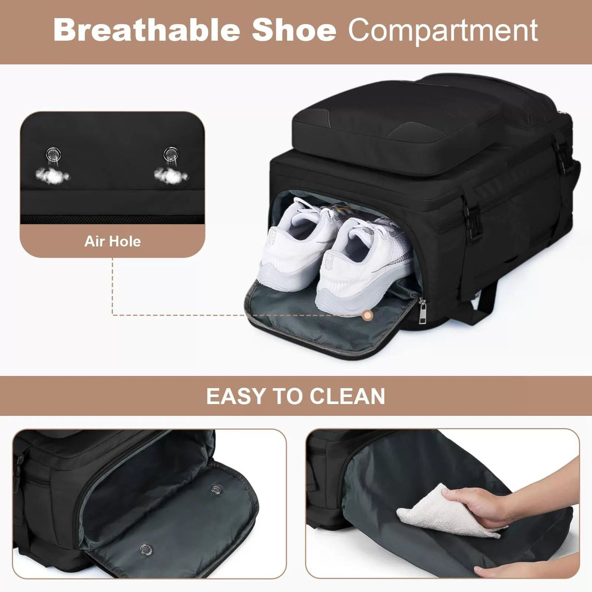 Maelstrom Travel Backpack for Women Men, 2 in 1 Crossbody Bag 26L, 1.black [8]