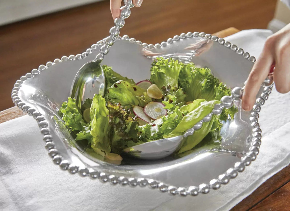 Mariposa Pearled Salad Servers One Size, Silver [3]