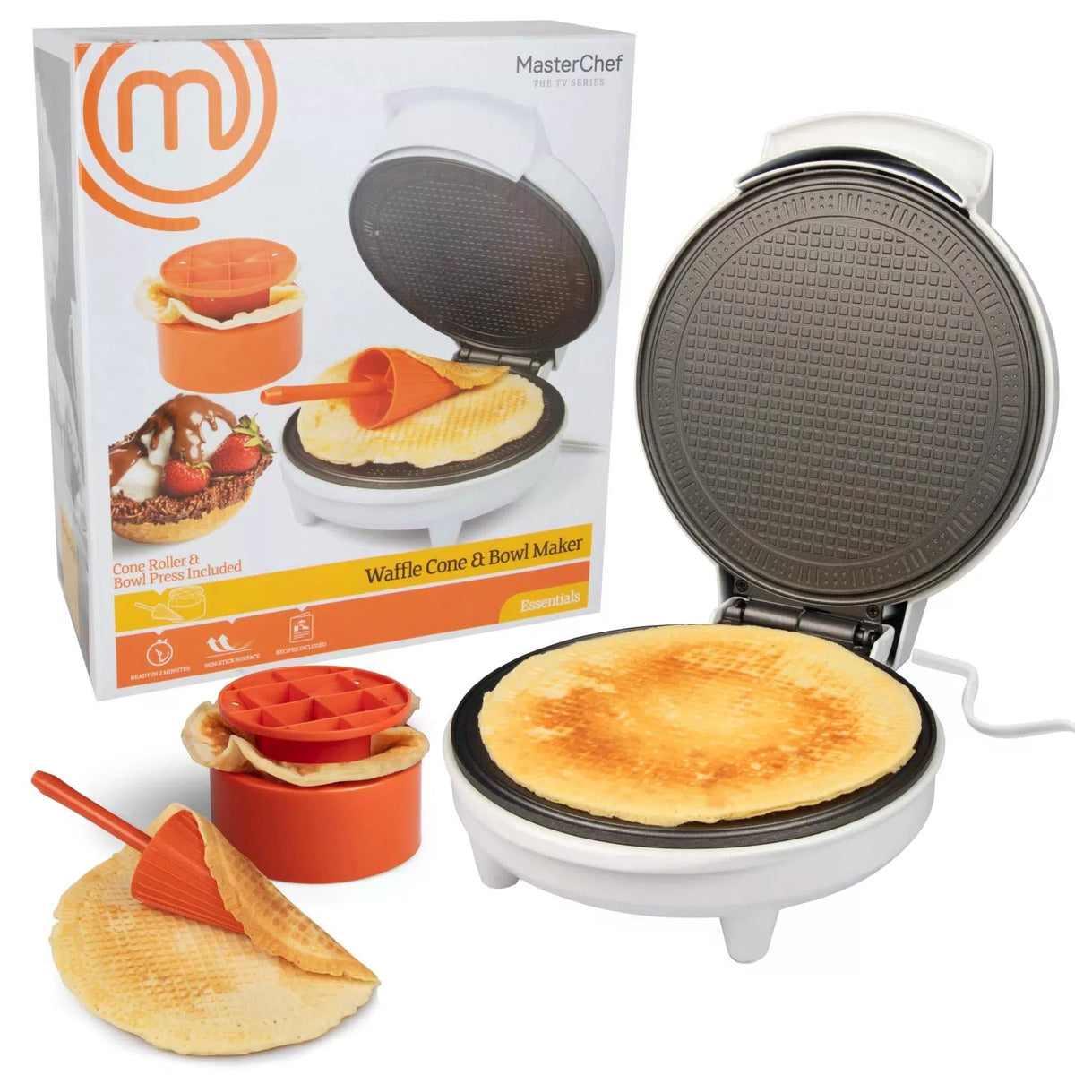 MasterChef Waffle Cone and Bowl Maker- Includes Shaper Roller White Or Black [1]