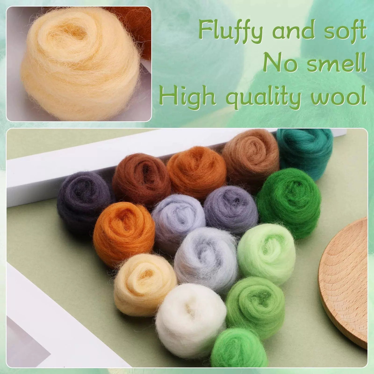 Mayboos 15 Colors Felting Wool, Wool Yarn Roving, 15 colors, 15 [3]