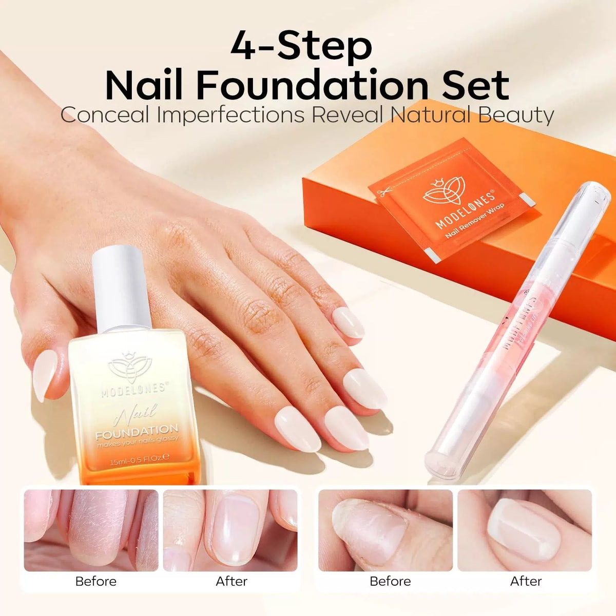 Modelones Nail 0.5 Fl Oz (Pack of 1), A9-Milky White Strengthener Kits [2]