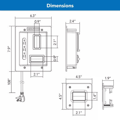 Mount-It! in-Wall TV Cable Management Kit with Recessed Power - White/Gray [1]
