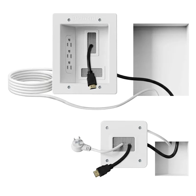 Mount-It! in-Wall TV Cable Management Kit with Recessed Power - White/Gray [2]